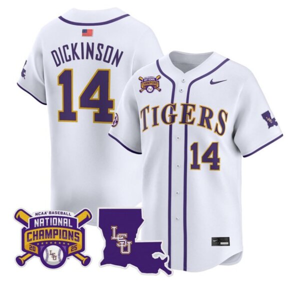 Mens Youths Kids Womens Daniel Dickinson LSU Tigers 2025 CH Stitched White Jerse